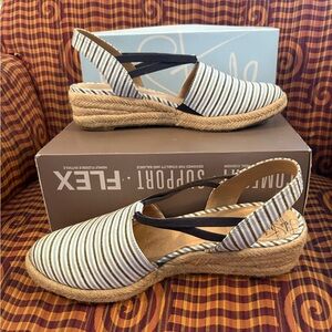 Life Stride Navy and White Striped Espadrilles